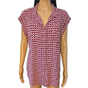 Jach's Girlfriend Red & White Sleeveless Button Down Shirt